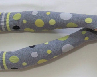 Cotton, Knitwear, Extra Long, Stripes and Dots, Arm Warmers, Soft, Thin, Delicate, Recycled, Gloves with Thumb Holes. IDEAL for HER