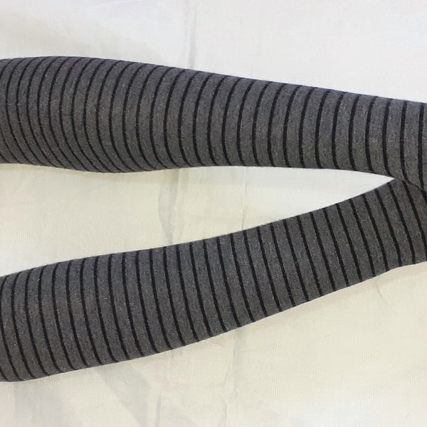 Cotton+Elastane, Stripes, Black+Gray melange, Long,Knitwear,Comfortable,Hippie,Fingerless Gloves, Arm Warmers with thumb hole. IDEAL for HER