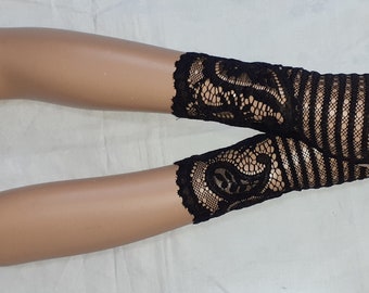 Lace, Black, Short, Comfortable,  Romantic, Fingerless Gloves, Gothic, Baroque, with Thumb Holes. IDEAL for HER