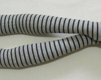 Wool, Stripes, Gray melange and Black, Warm, Extra Long, Comfortable, Recycling, Arm Warmers with Thumb Holes. IDEAL for HER