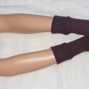 Short, Merinowool+Cashmere, Brown-purple melange, Comfortable, Delicate, Nice,Recycling,Fingerless Gloves with Thumb Holes.IDEAL for HER