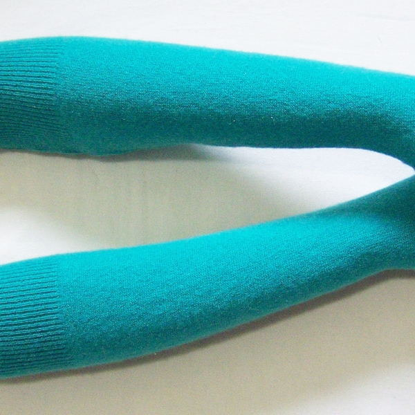 Cachemire, Extra Long, Turquoise clair (vert bleu), Hippie, Délicat, Agréable, Doux et chaud, Recyclage, Gants avec trous de pouce. IDÉAL pour ELLE