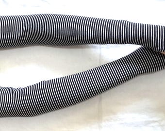 Algodón y elastano, finas rayas blancas y negras, jersey, guantes sin dedos, boho, punk, elásticos, cómodos, suaves, mangas con orificio para el pulgar.