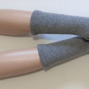 Cashmere, Mittens, Gray malange, Hippie, Boho, Delicate, Nice,Soft and Warm,Recycling, Fingerless Gloves with Thumb Holes. IDEAL for HER