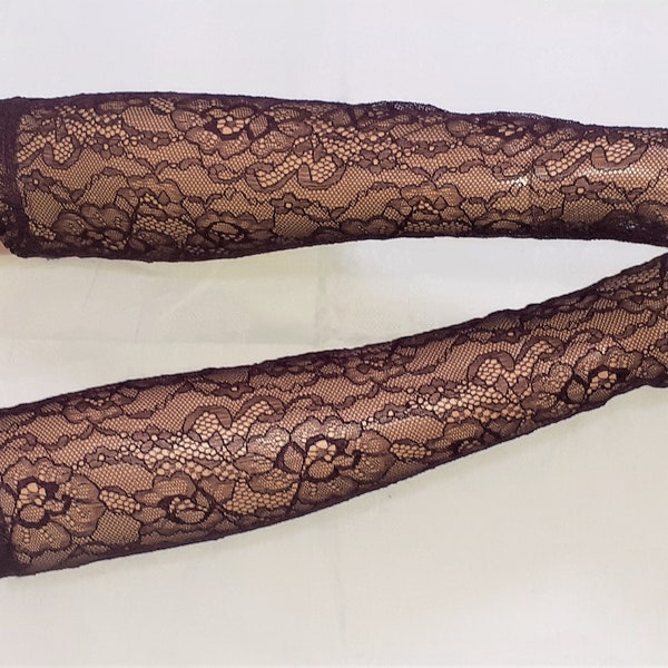 Lace, Dark Violet-Claret, Extra Long, Comfortable, Romantic, Fingerless Gloves,  Gothic, Baroque, with Thumb Holes. IDEAL for HER