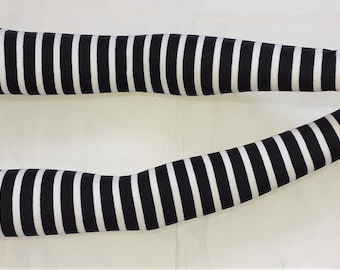 Heel erg lang, katoen, gebreide kleding, zwart met witte strepen, warm, jersey, armwarmers, zacht, dun, delicaat, handschoenen met duimgaten. IDEAAL voor haar