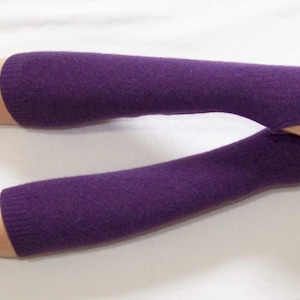 Cashmere,Long,Violet-plum melange,Comfortable,Delicate,Hipiie,Nice,Soft,Warm,Recycling,Fingerless Gloves with Thumb Holes. IDEAL for HER