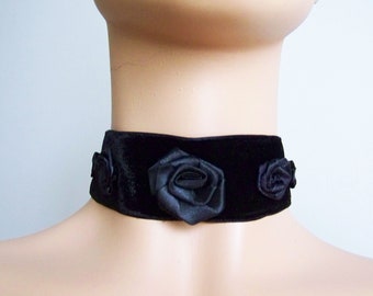 Black, Velor, Satin, Rose, Simple, Choker, Delicate,  Romantic, Gothic, Baroque, Necklace,  IDEAL for HER