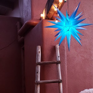 Lighted Outdoor Holiday Star, 27inch, Blue Hanging, Home Decor, Garden Lighting, Ambiance Light,  Entry Light, Night Light, Patio Decor