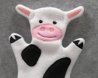 Cow Puppet, Fleece Hand Puppet, Animal Puppet, Farm Puppet, Barnyard Puppet