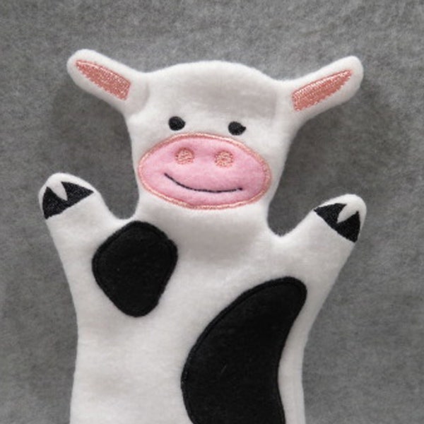 Cow Puppet, Fleece Hand Puppet, Animal Puppet, Farm Puppet, Barnyard Puppet