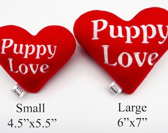 Heart Shaped Dog Toy with or without Squeaker, Puppy Love Dog Toy, Valentine Dog Toy Gift