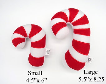 Candy Cane Dog Toy, Shaped Dog Toy, With or Without Squeaker, Christmas Dog Toy