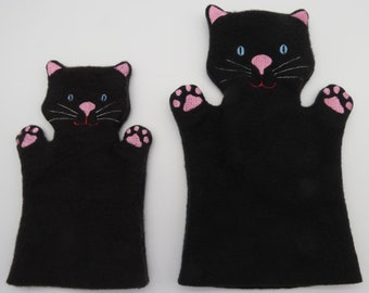 Black Cat Fleece Hand Puppet