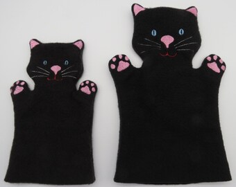 Black Cat Fleece Hand Puppet