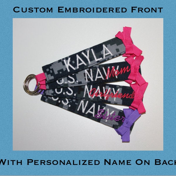 Custom Navy Keychain with Personalized Name