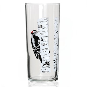 GIFT BOX Birds Illustrated Glasses / Downy Woodpecker, Goldfinch, Bluebird &/or Hummingbird Gift Box SET of 4 image 7