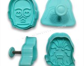 Set of 4 - STAR WARS Fondant Cake Cookie Molds, Pie Crust Cutters, Cookie Cutters, Plunger Cutters