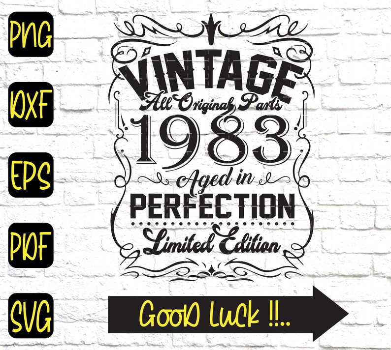 Download 37th Birthday SVG Vintage 1983 Aged in Perfection Limited ...