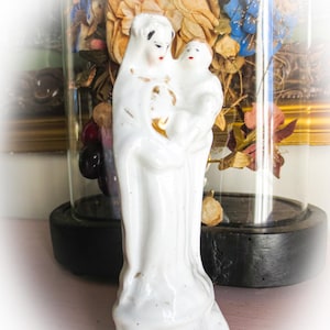 French Ant. Porcelain Statue of the Virgin Mary, Paris Porcelain, Very Old, As Is