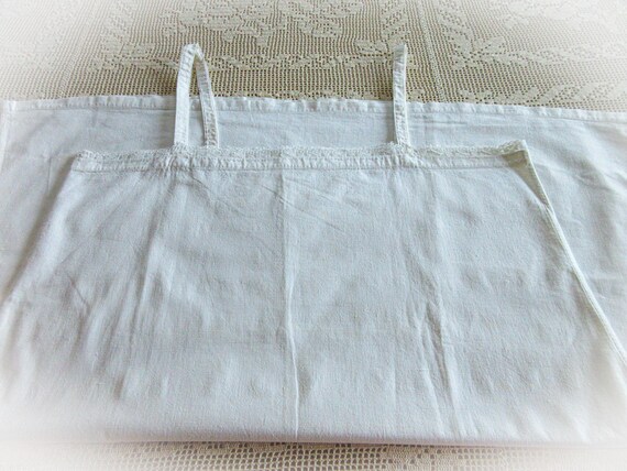 Antique French Linen Slip: Lace Trim Chemise, Siz… - image 4
