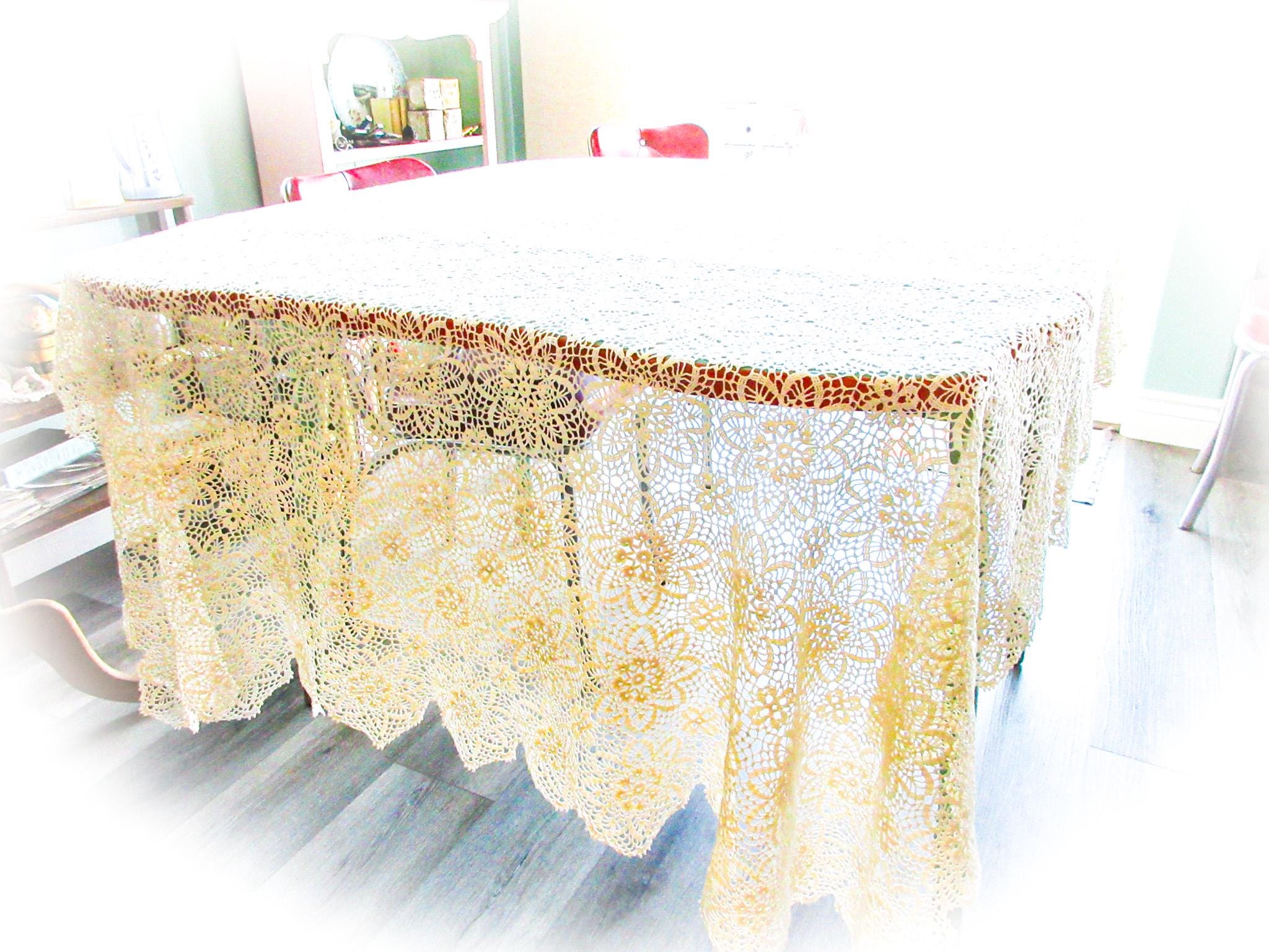 Antique Crocheted Lace Tablecloth: Exquisite Vintage Handiwork - Etsy