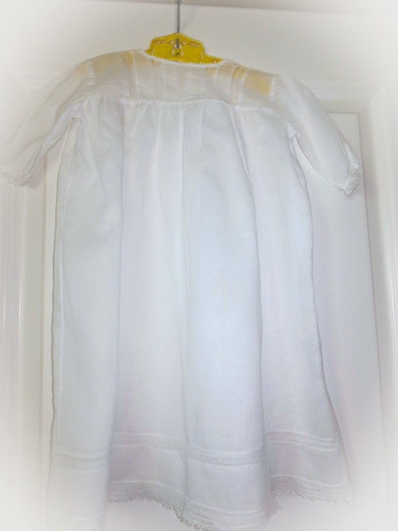 Fr. Antique Baby Baptismal Gown, White Cotton, Al… - image 1