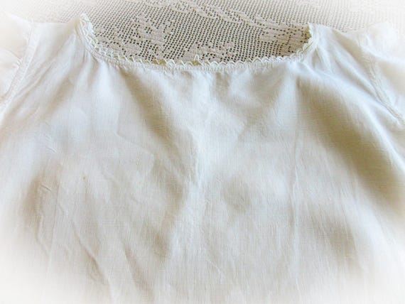 Antique French Linen Nightgown: Monogrammed Heavy… - image 7