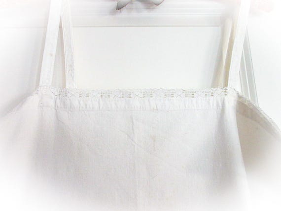 Antique French Linen Slip: Lace Trim Chemise, Siz… - image 1