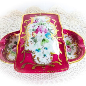 Antique Sevres Porcelain Box: Hand Painted Floral Jewelry Casket