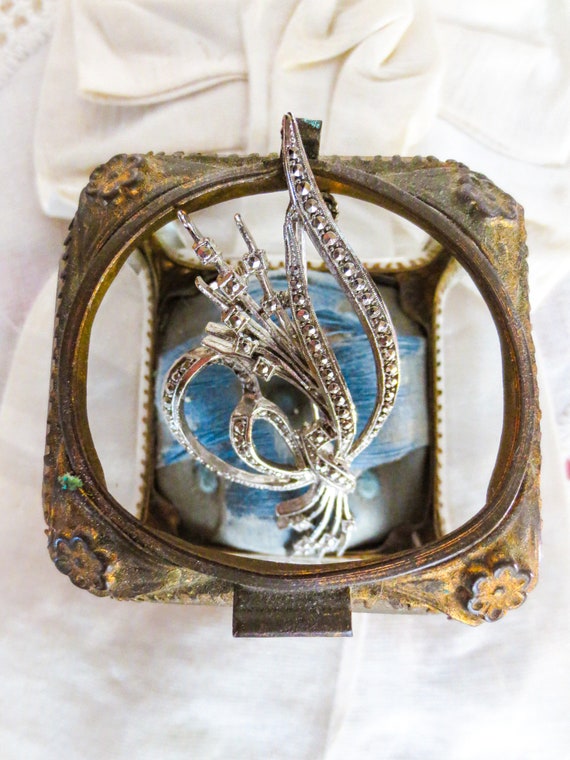 Broche Ancienne Rare En Marcassite Et Argent ? - Vintage Française - Bijou Ancien - Occasion
