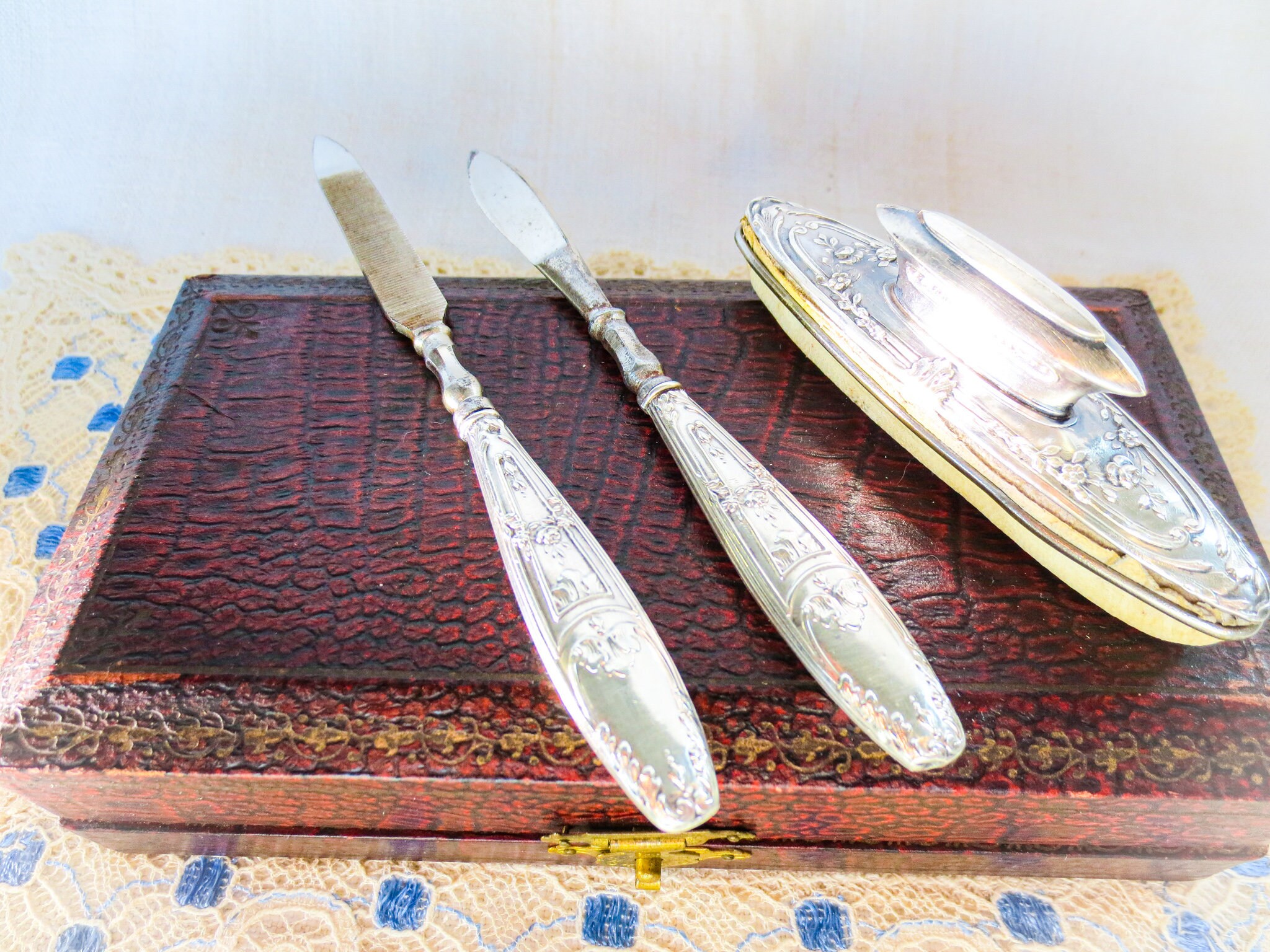 アンティークフランス製スターリングシルバーのマニキュアセット