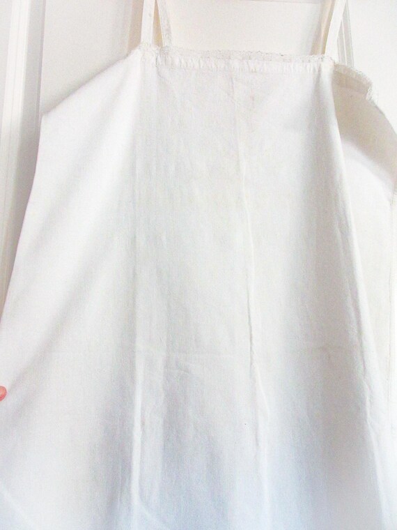 Antique French Linen Slip: Lace Trim Chemise, Siz… - image 3