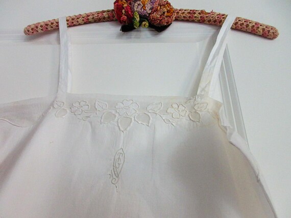 Antique French Linen Slip: Lace Trim Chemise, Siz… - image 3