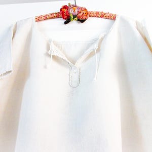 French Linen  Nightshirt Gown, Antique Night Shirt- Monogrammed LF, Extra Extra Large