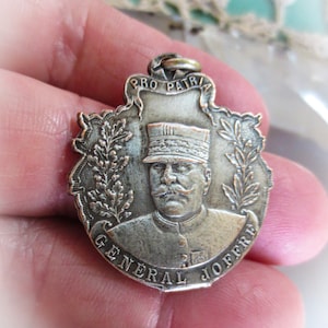 General Joffre Medal: Antique French WWI Patriotic Medal