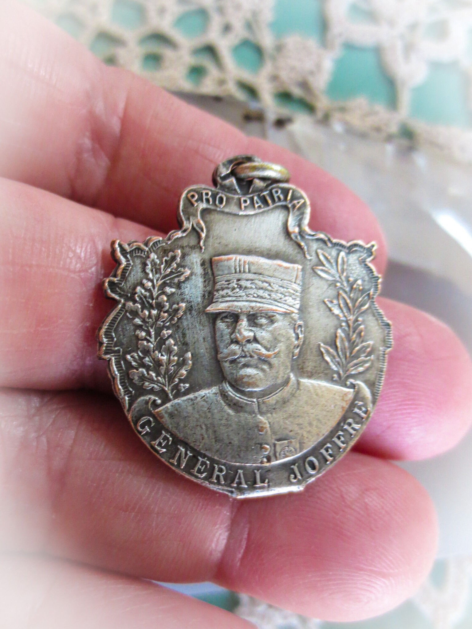 General Joffre Medal: Antique French WWI Patriotic Medal