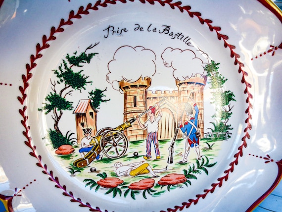 Antique French Faience Plate: Storming of the Bastille, 1789