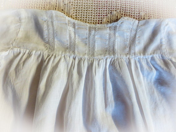 Fr. Antique Baby Baptismal Gown, White Cotton, Al… - image 5