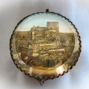 Reims French Antique - Casket Jewelry Trinket Box- Gold Ormolu, Reims Cathedral, Reims, France, Three Legs, Silk Interior,