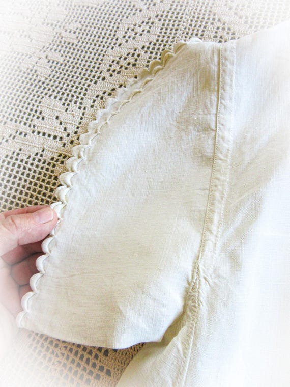 Antique French Linen Nightgown: Monogrammed Heavy… - image 6
