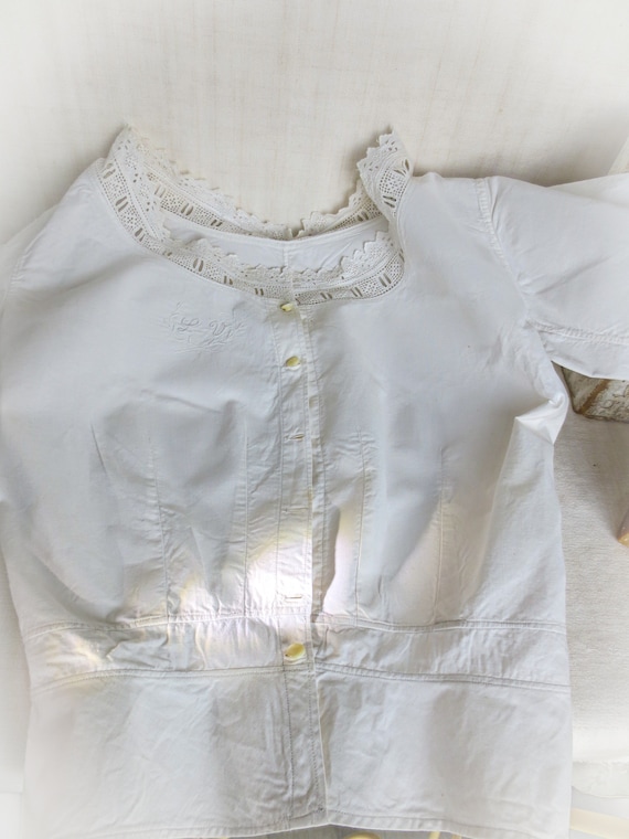French Antique Cotton Blouse, Victorian Shirtwais… - image 3