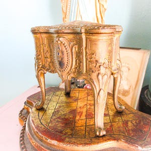 Antique Bronze Casket Jewelry Box, Bronze Jewelry Casket, Art Nouveau, Coral Silk Tufted Interior, Numbered Bronze Casket