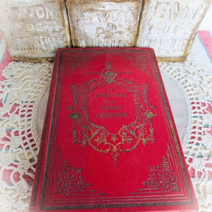 La Jeune Fille et La Vierge Chretienne, a L&#39;ecole des Saints, Antique Classic, French Religious, Collector&#39;s Book, Red Cloth Cover