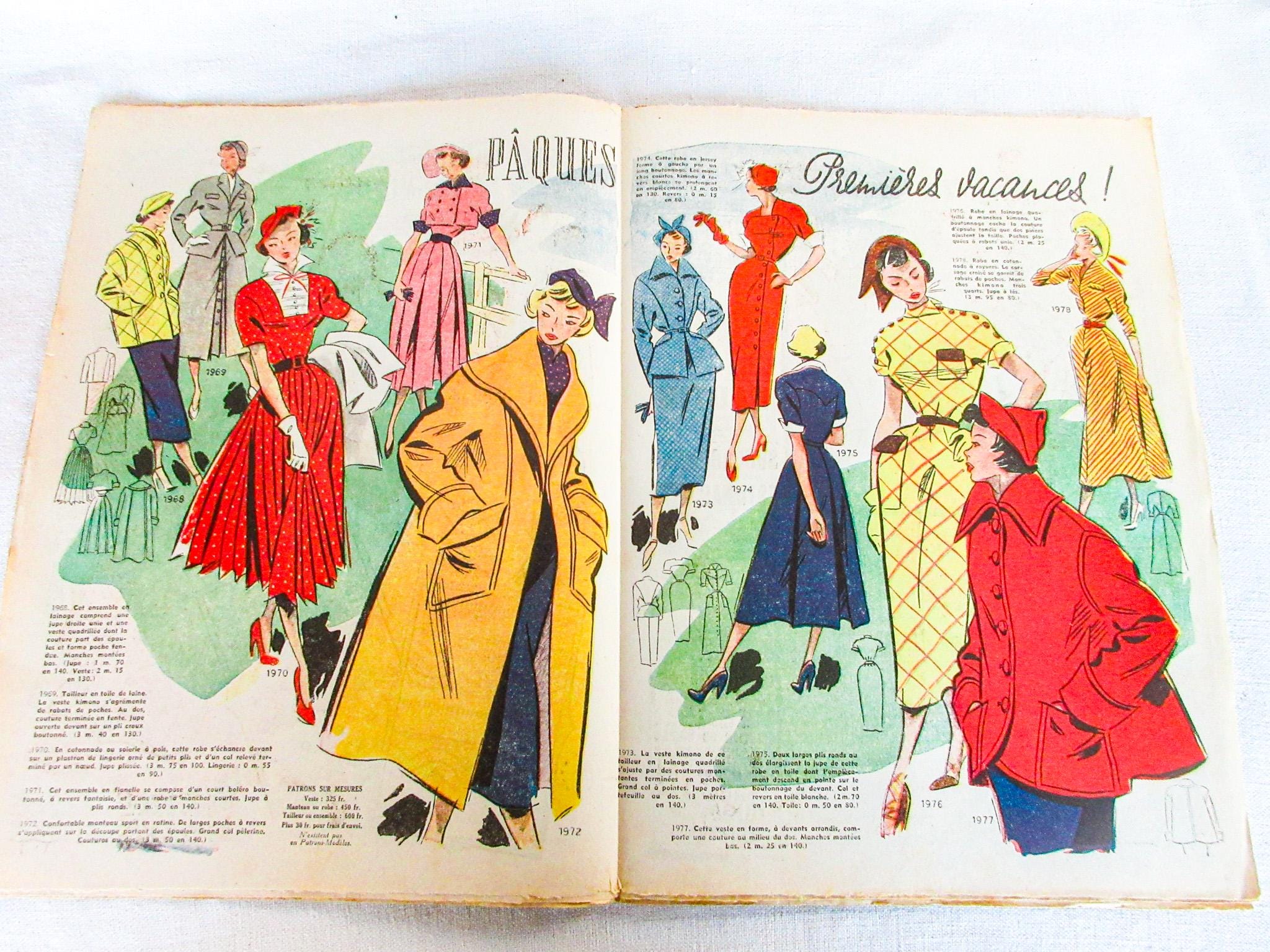 Patron De Couture Vintage Echo De La Mode Années 1950 - Manteau Droit Grand Col Taille 44