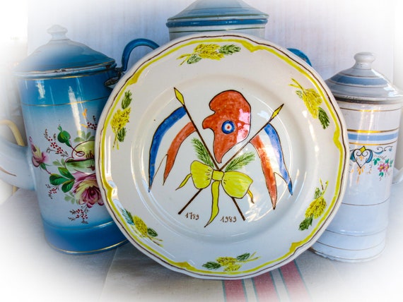 フランス アンティーク ファイアンス プレート ２点セット フランス アンティーク ファイアンス プレート 2点セット