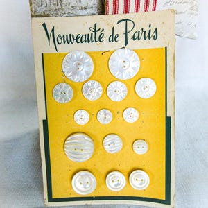French Mother of Pearl Carved Buttons, French Nouveaute de Paris - Shell Buttons, Paris, Coat Buttons, Antique Buttons
