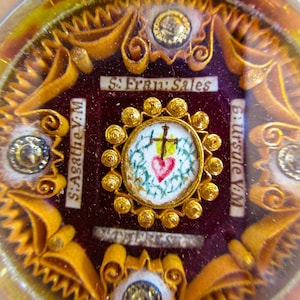4 Relics, French Antique Reliquary, Case of Relics of Saint Francis de Sales, Saint Ursula, Saint Agatha, and Saint Theresa