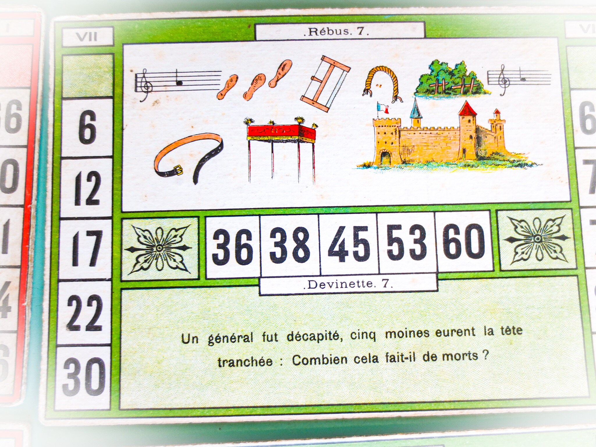 Buy French Antique Loto Game: Bingo Cards, Wooden Numbers, Tin Box