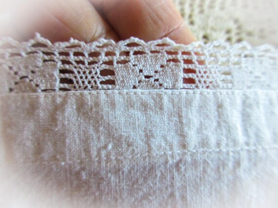 Antique French Linen Slip: Lace Trim Chemise, Siz… - image 6